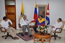 Chávez, Correa, Fidel y Raúl comparten fraternalmente en La Habana